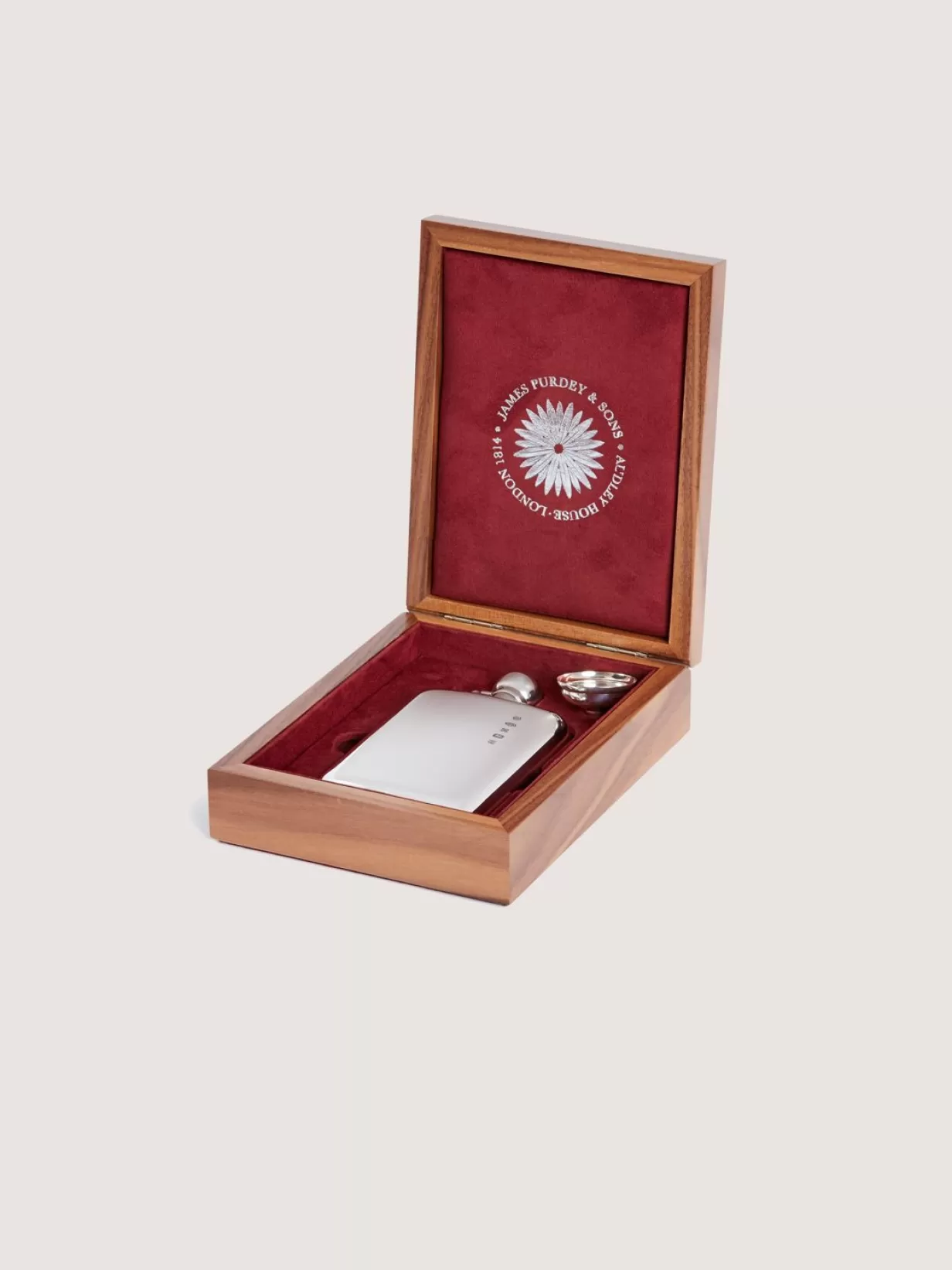 Flask & Drinks Accessories*Purdey 6Oz Silver Flask With Funnel In Walnut Case In Silver