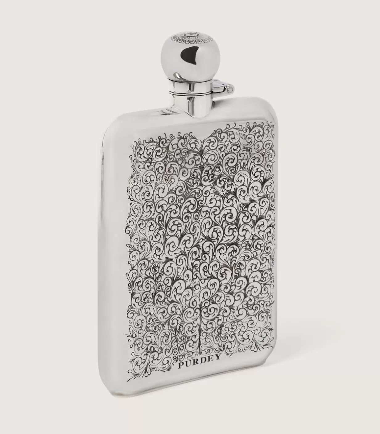 Flask & Drinks Accessories*Purdey 6Oz Sterling Silver Gun Scroll Engraved Flask With Walnut Case