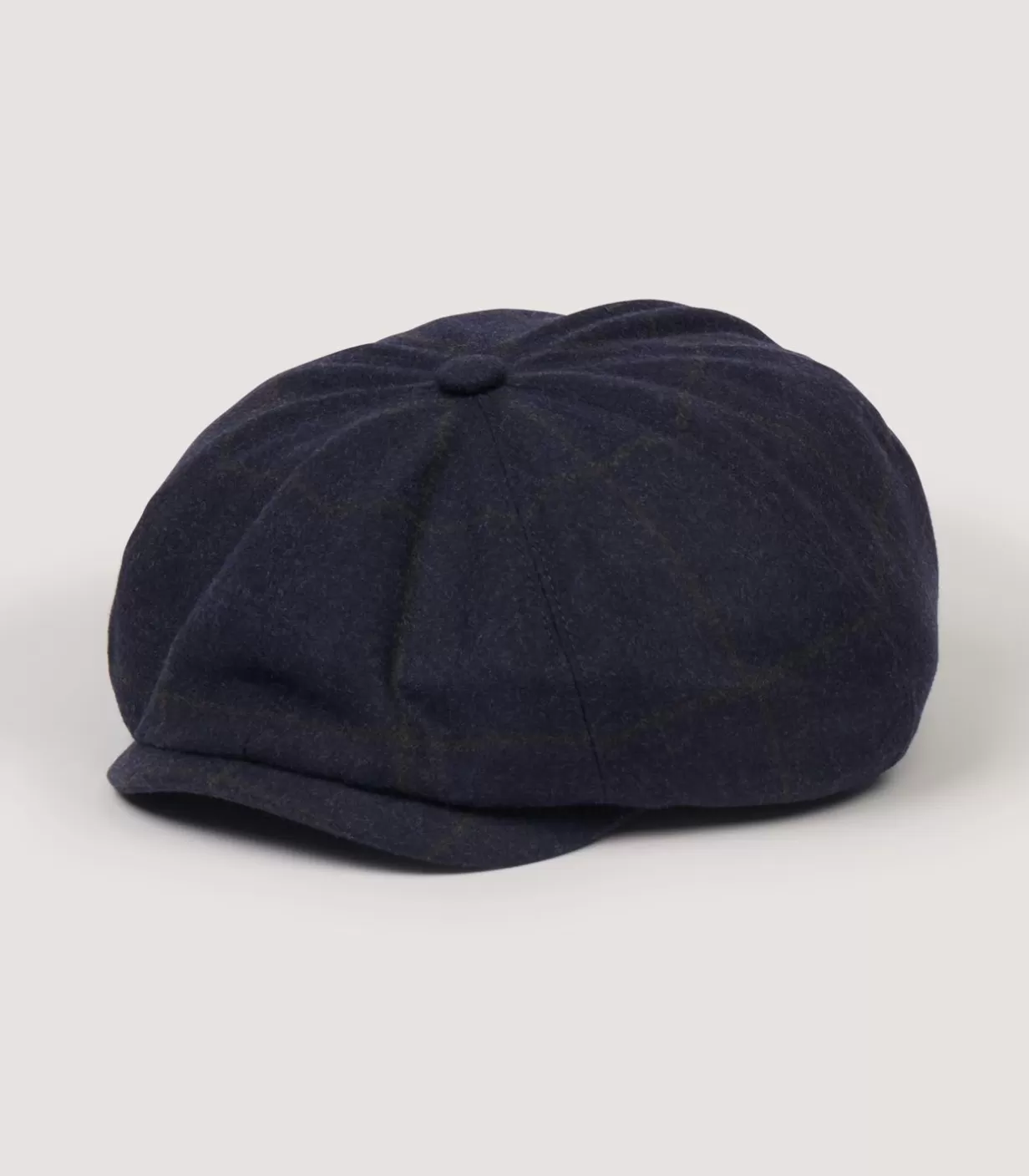 Hats & Scarves*Purdey Dalby Check Loden Bakerboy Cap In Navy