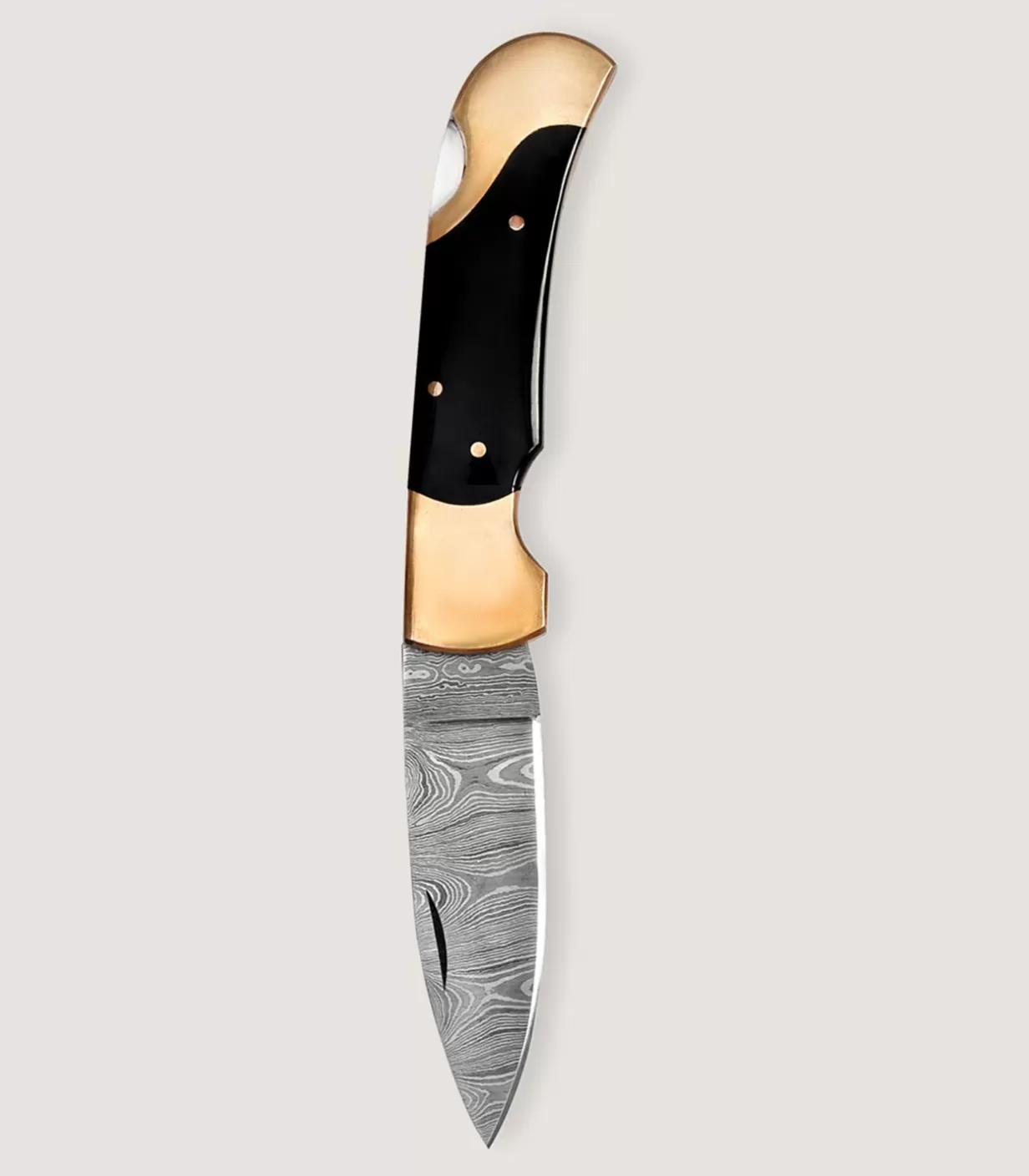 Knives*Purdey Damascus Folding Knife In Buffalo Horn