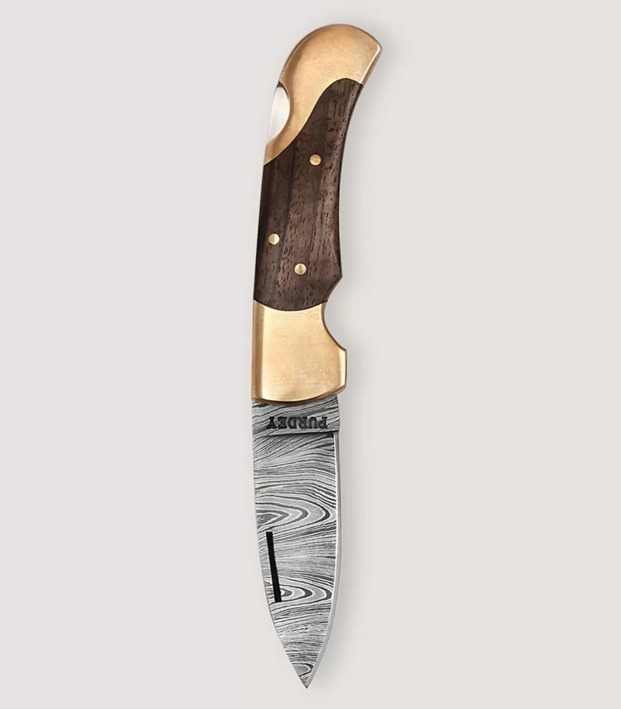 Knives*Purdey Damascus Folding Knife In Walnut