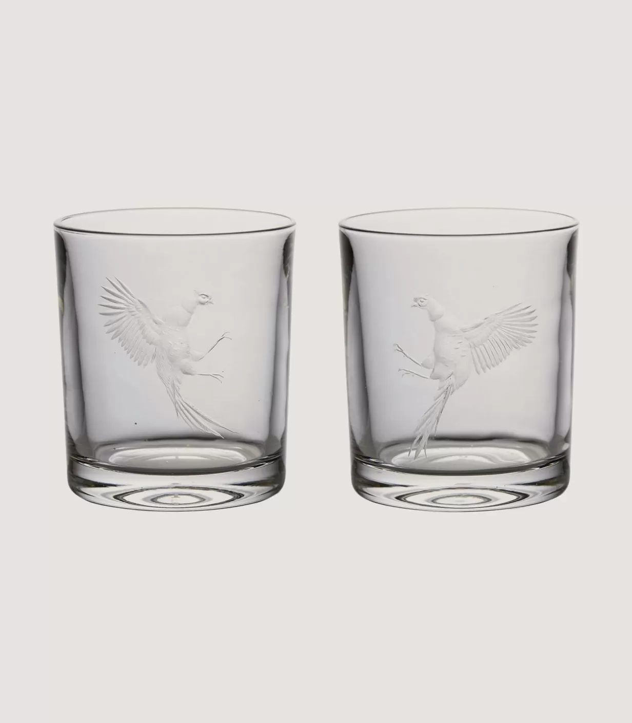 Tablewear*Purdey Fighting Pheasants Pair Of Crystal Tumblers