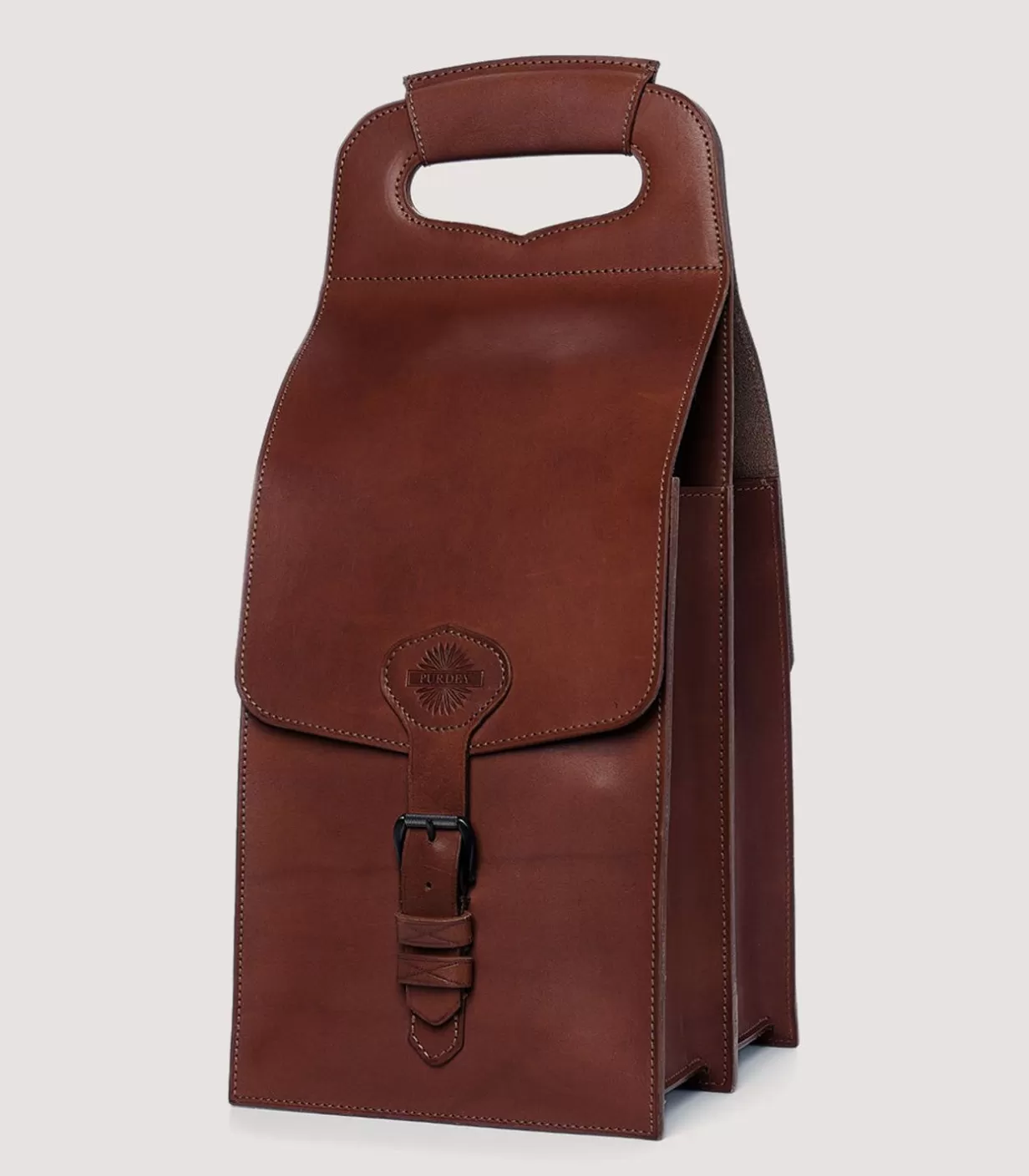 Sporting Leathers*Purdey Leather Wine Carrier In Havana