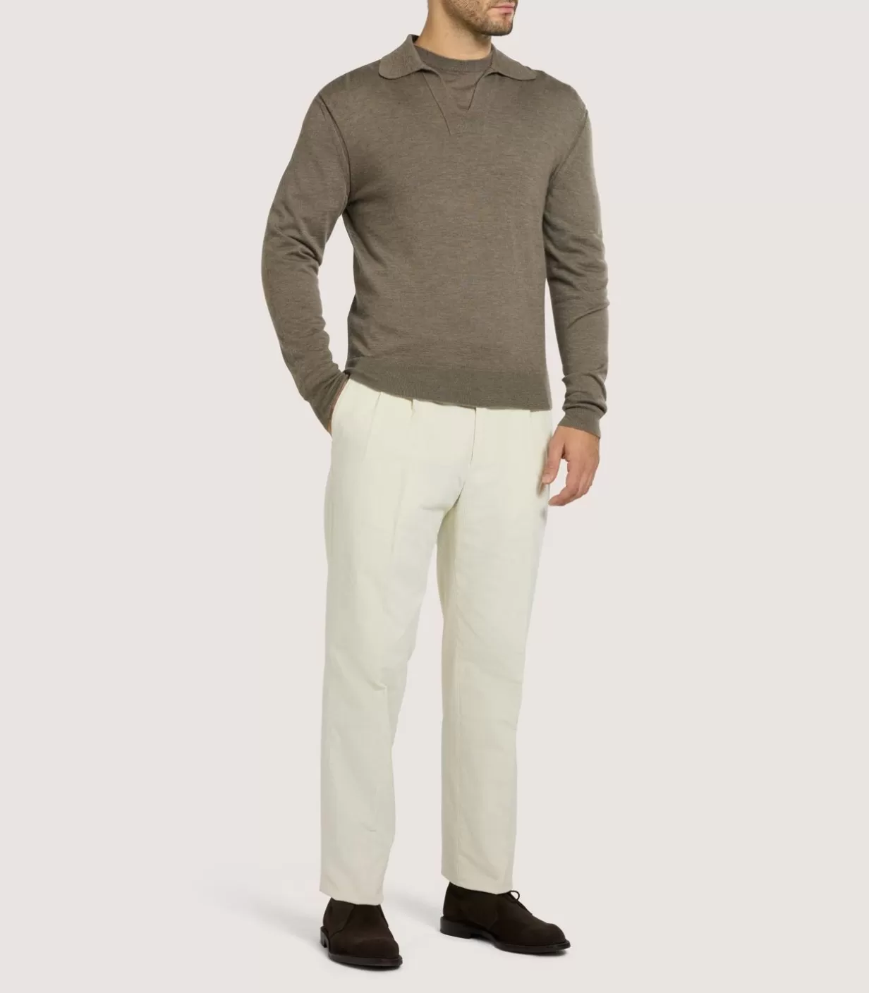 Knitwear*Purdey Men'S Cashmere Duke Polo In Taupe