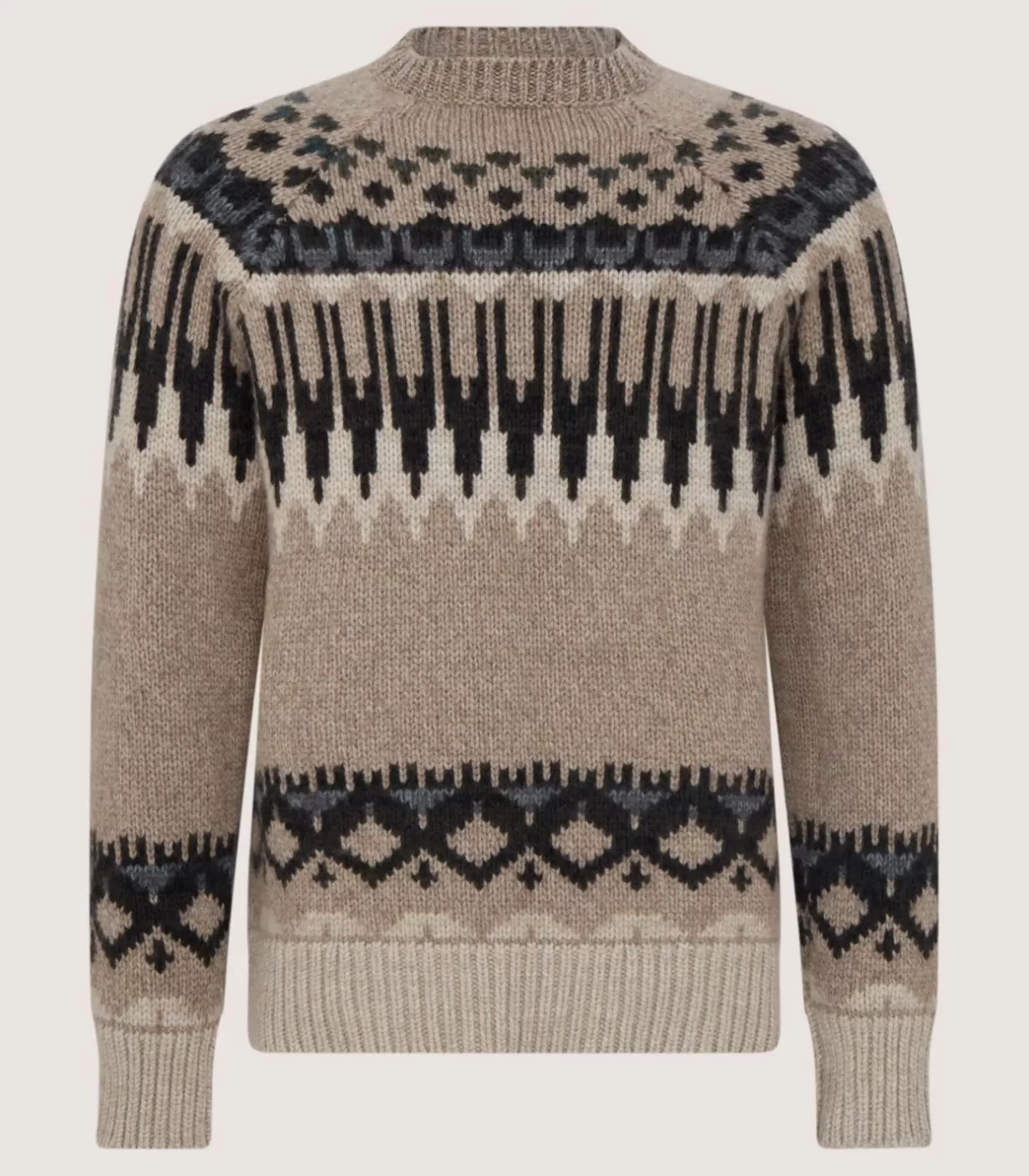 Knitwear*Purdey Men'S Cashmere Fairisle Falcon Crew Neck Sweater