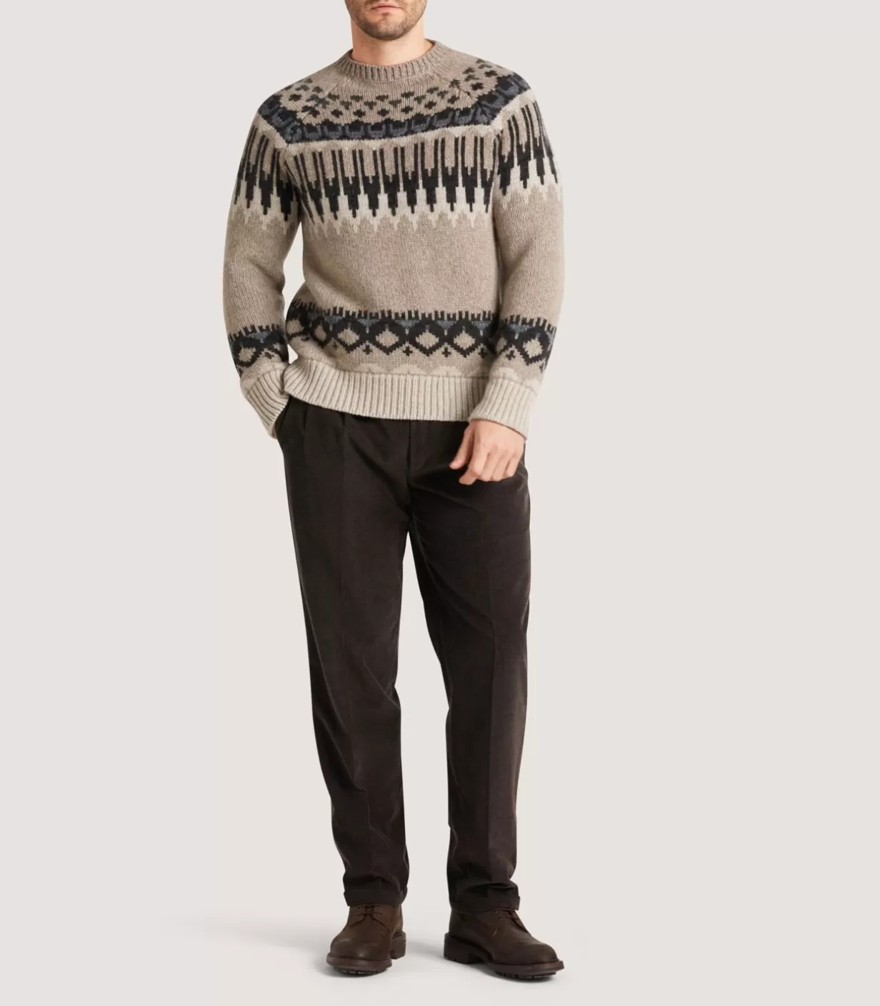 Knitwear*Purdey Men'S Cashmere Fairisle Falcon Crew Neck Sweater