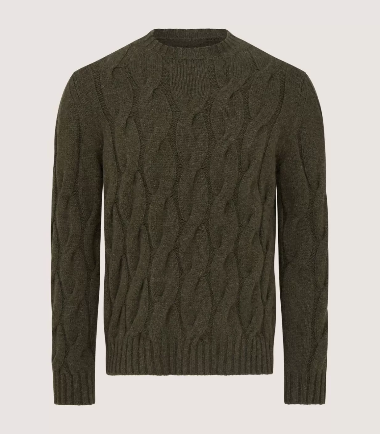 Knitwear*Purdey Men'S Cashmere Loch Cable Crew Neck Sweater In Loden