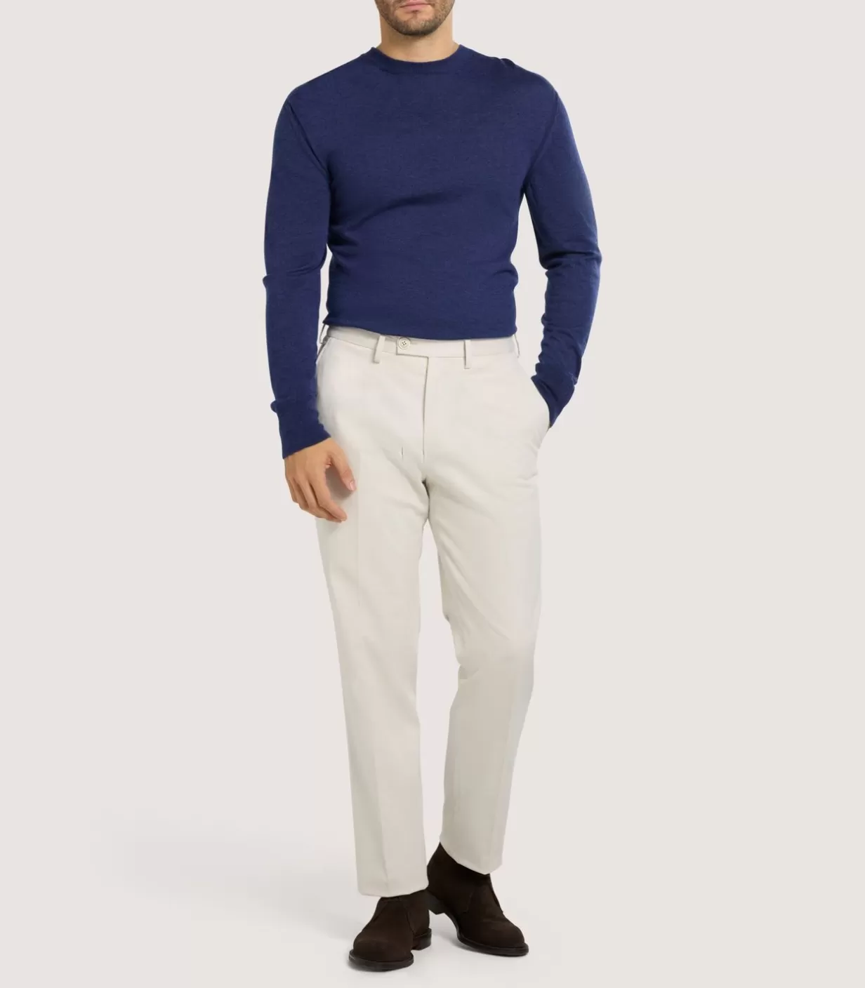 Knitwear*Purdey Men'S Cashmere Seamless Crew Neck In Canvas Blue