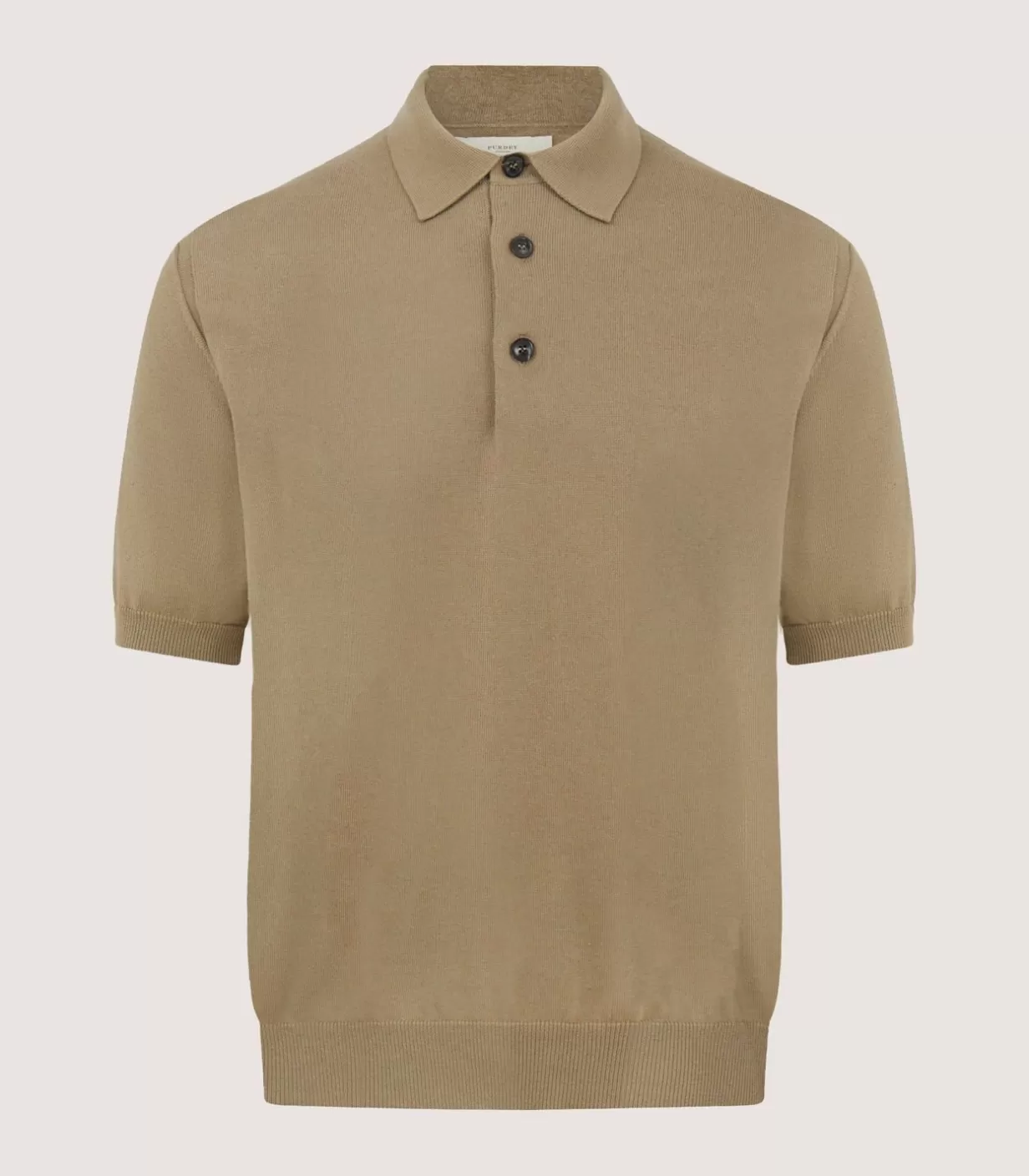 Polos*Purdey Men'S Cotton Cashmere Fine Gauge Short Sleeve Polo In Twine