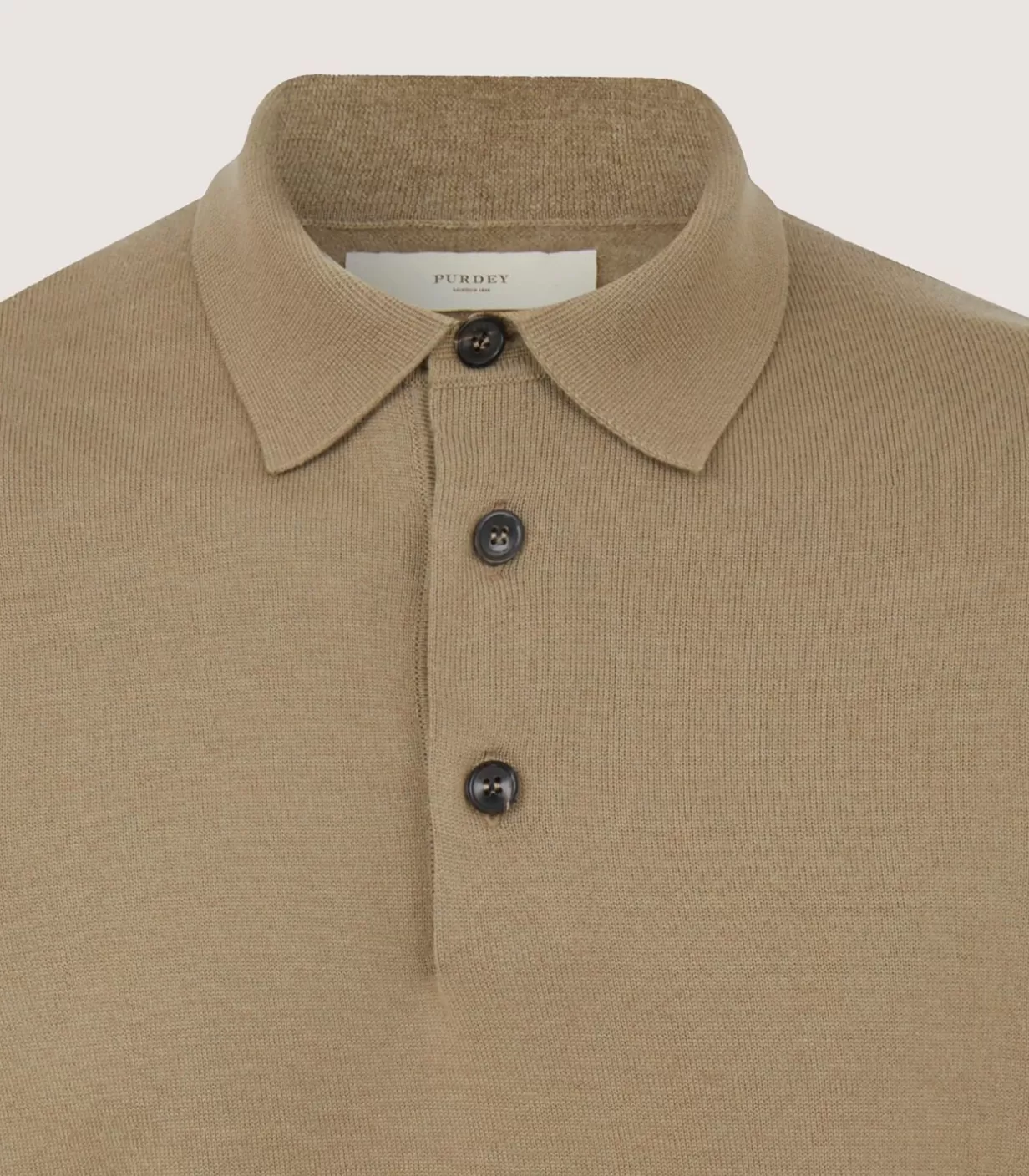 Polos*Purdey Men'S Cotton Cashmere Fine Gauge Short Sleeve Polo In Twine