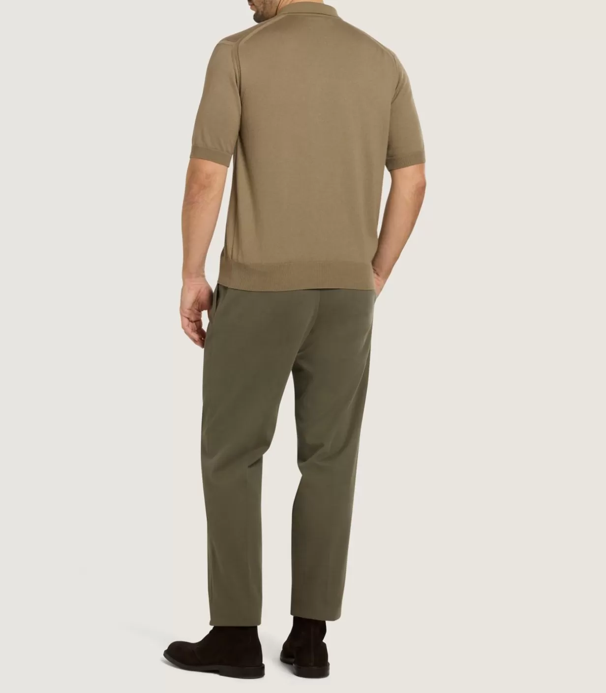 Polos*Purdey Men'S Cotton Cashmere Fine Gauge Short Sleeve Polo In Twine