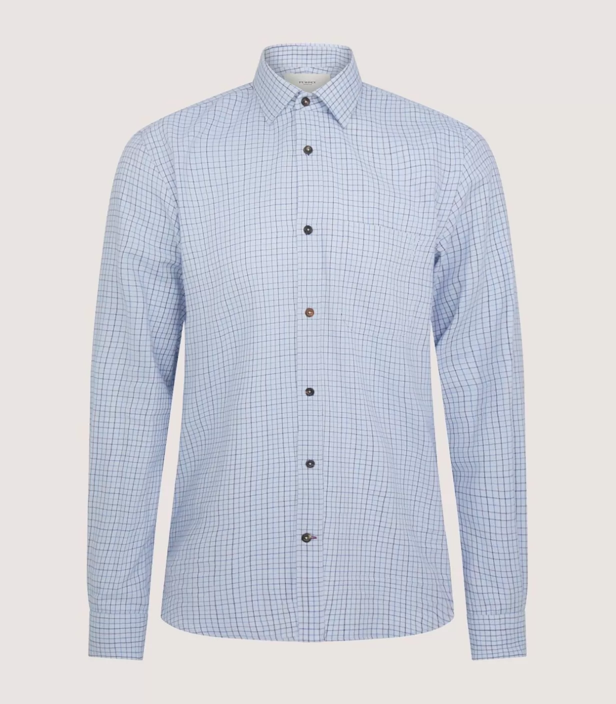 Shirts*Purdey Men'S Cotton Cashmere Sporting Shirt In Loch Blue