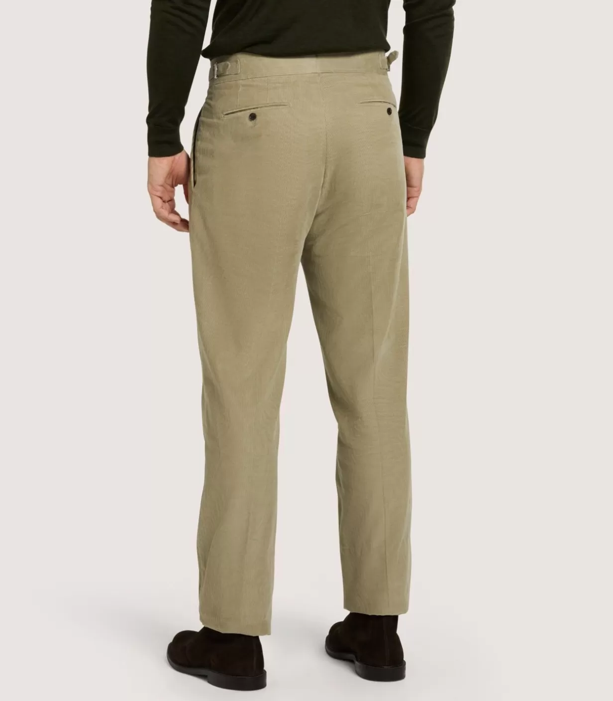 Breeks & Trousers*Purdey Men'S Cotton Corduroy Side Buckle Trouser In Pale Stone