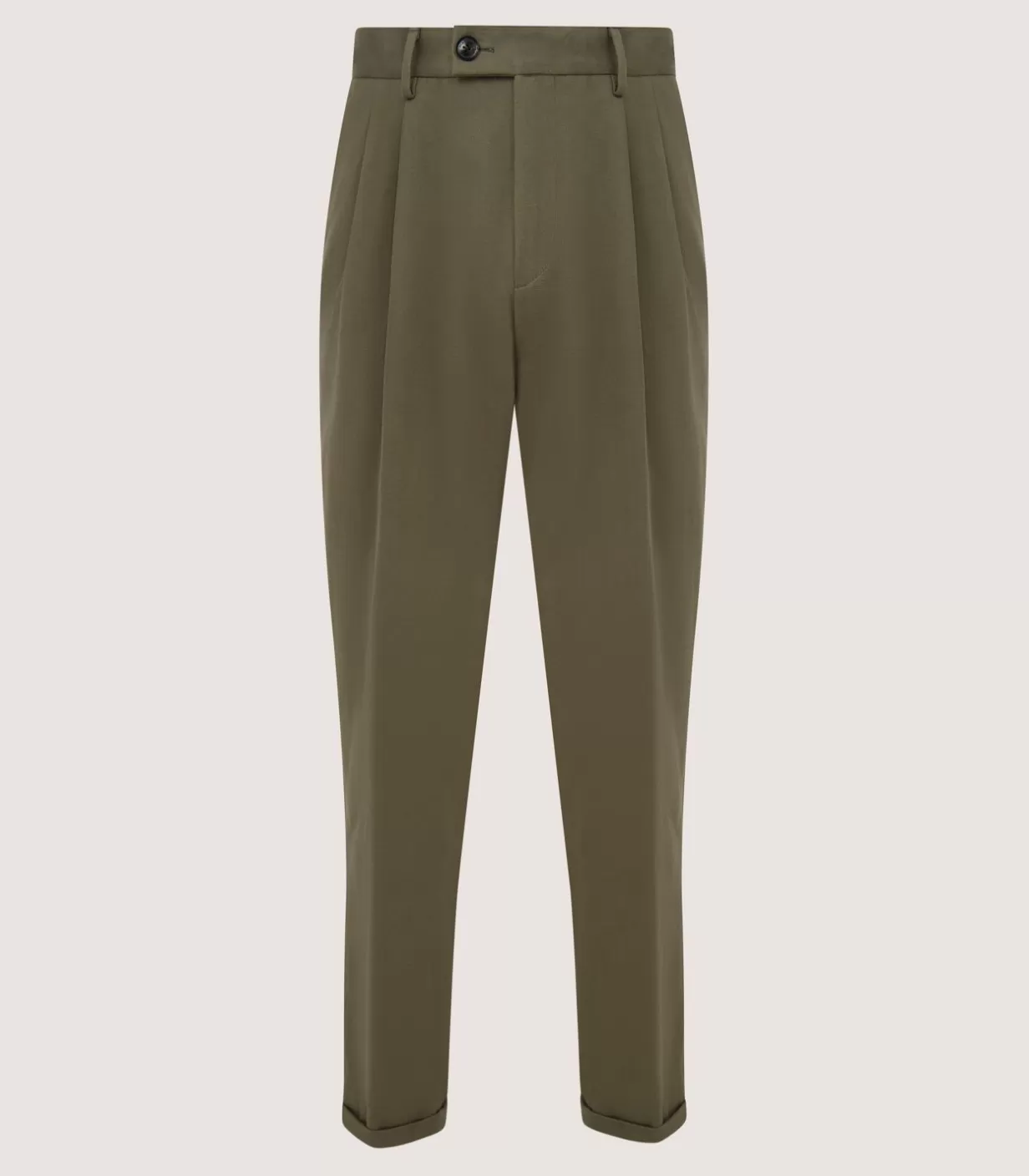 Breeks & Trousers*Purdey Men'S Dark Olive Cotton Dart Front Trousers