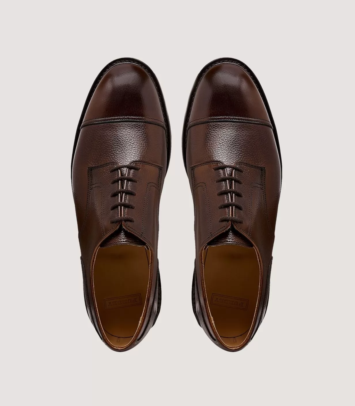 Footwear*Purdey Men'S Grain Leather Shoe In Dark Brown