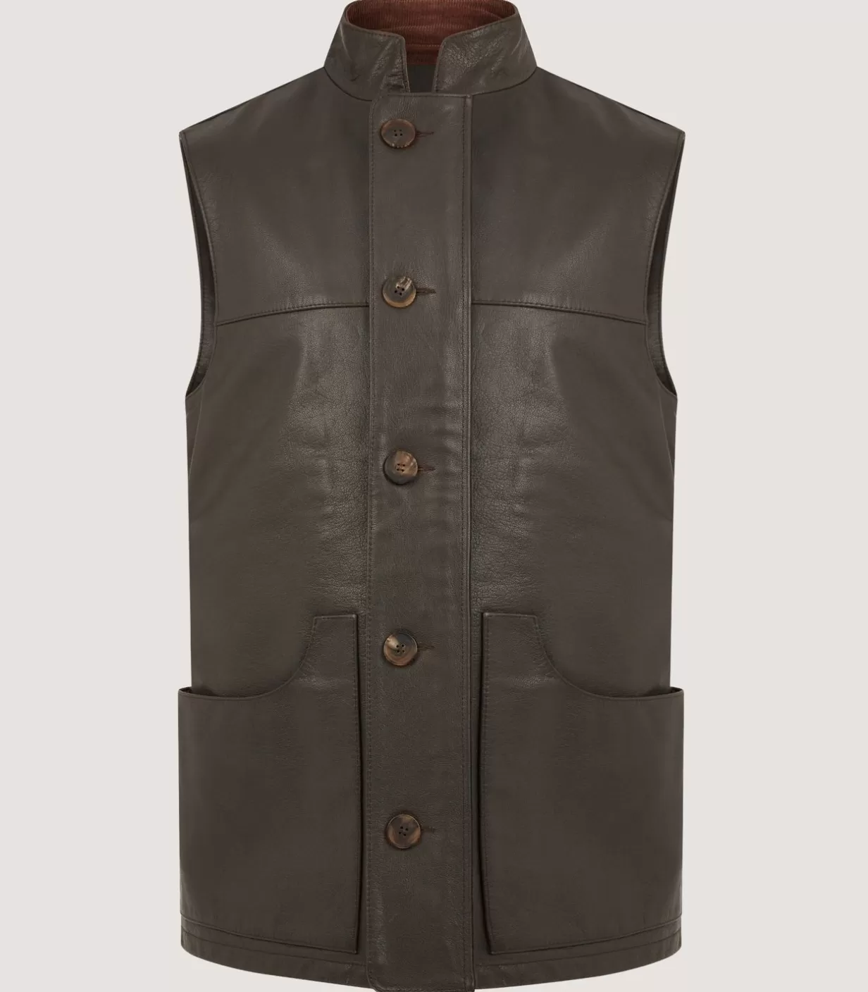 Outerwear*Purdey Men'S High Collar Leather Sporting Vest In Brown