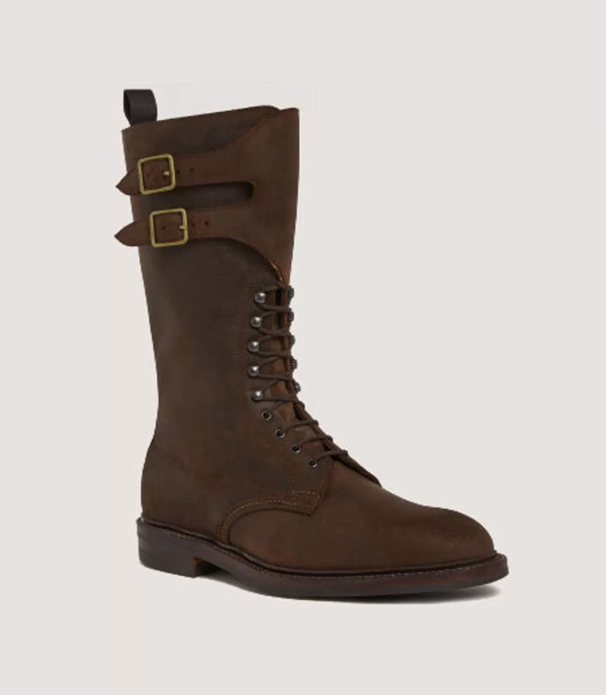 Footwear*Purdey Men'S Rough Out Nubuck Twin Strap Boot With Ridgeway Sole In Dark Brow