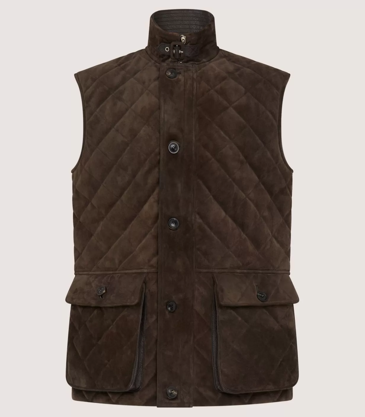 Outerwear*Purdey Men'S Suede Padded Gilet In Walnut