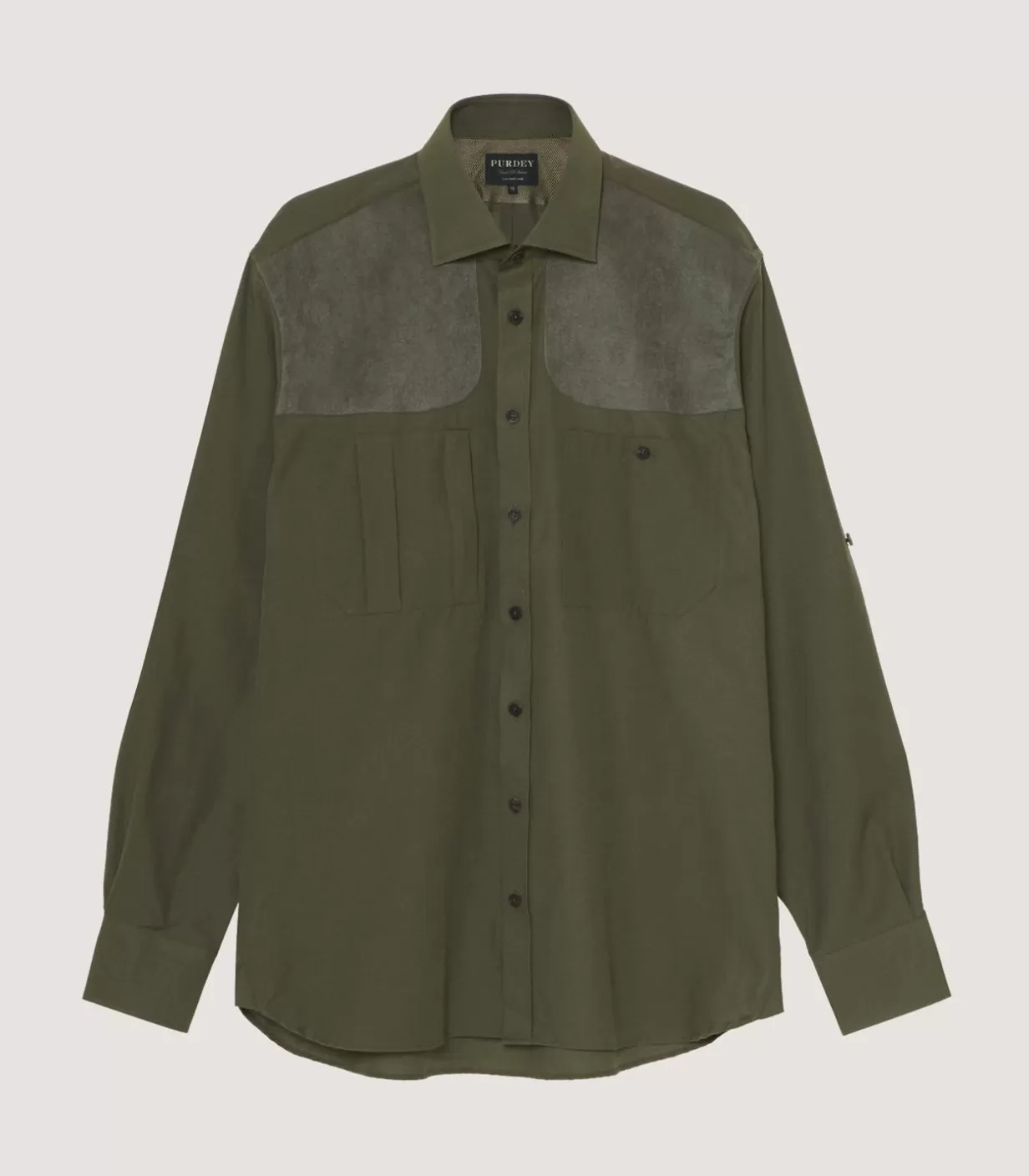 Shirts*Purdey Men'S Technical Sporting Shirt In Khaki Green