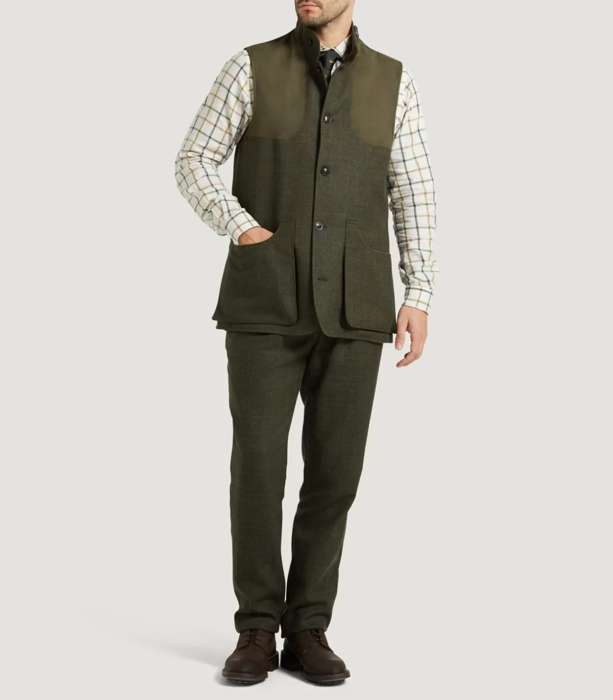 Outerwear*Purdey Men'S Technical Tweed High Collar Sporting Vest In Strathbeg