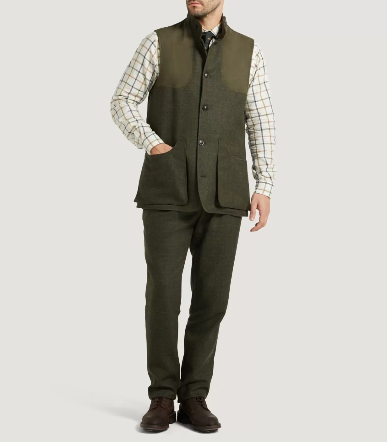 Outerwear*Purdey Men'S Technical Tweed High Collar Sporting Vest In Strathbeg