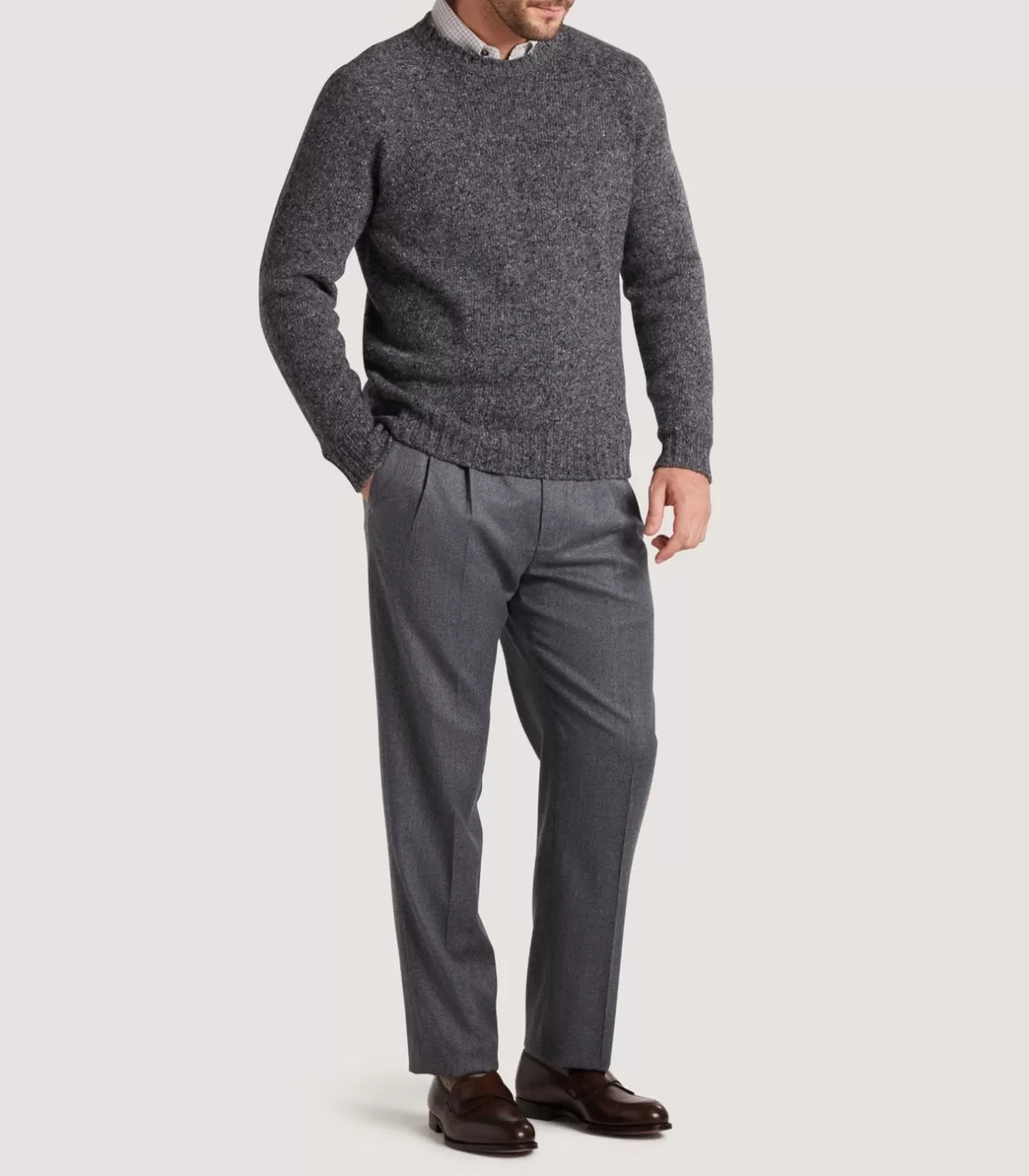 Breeks & Trousers*Purdey Men'S Two Pleat Trouser In Flannel Grey