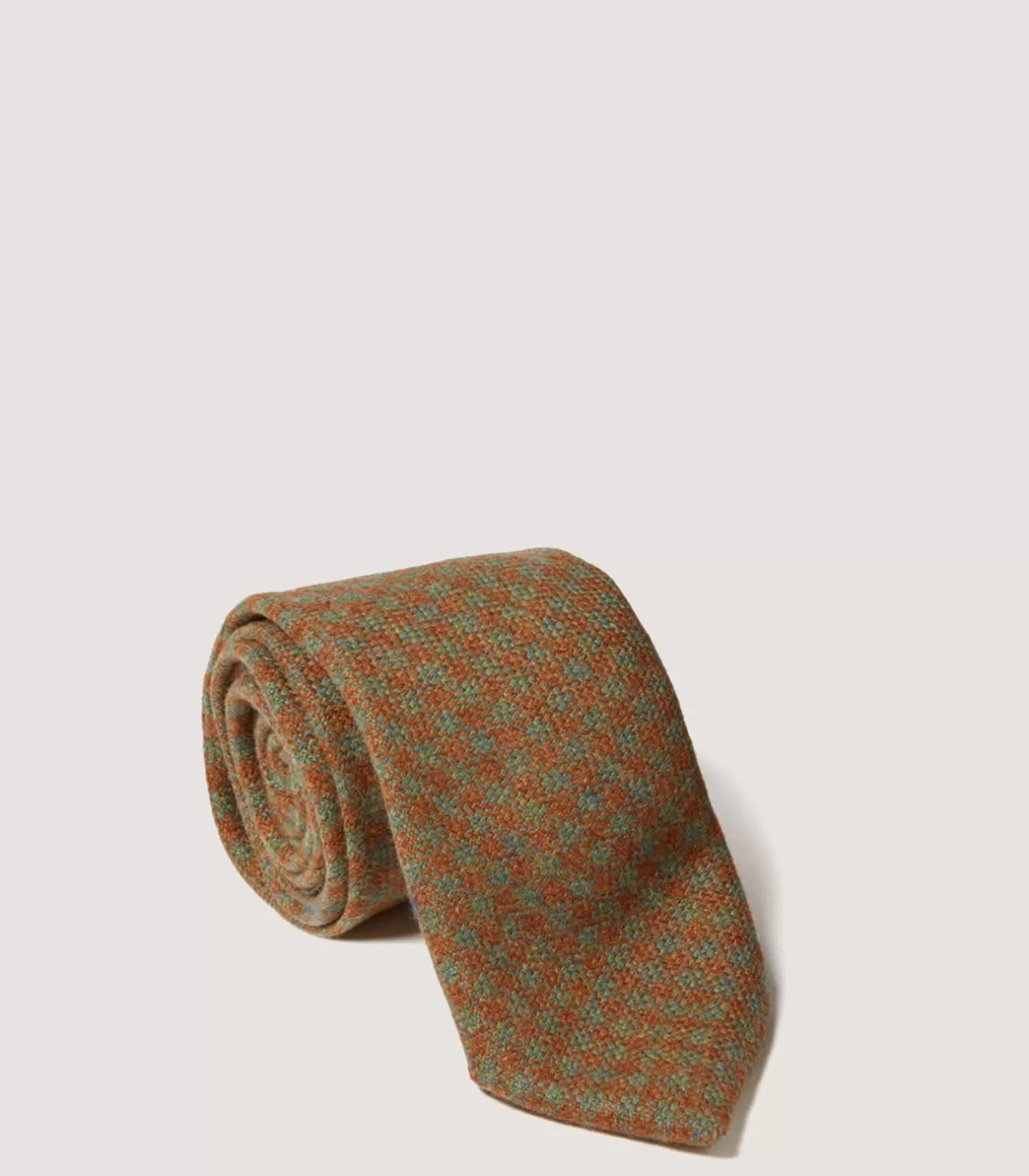 Ties, Pocket Squares & Cufflinks*Purdey Tweed Check Tie In Bronze Green