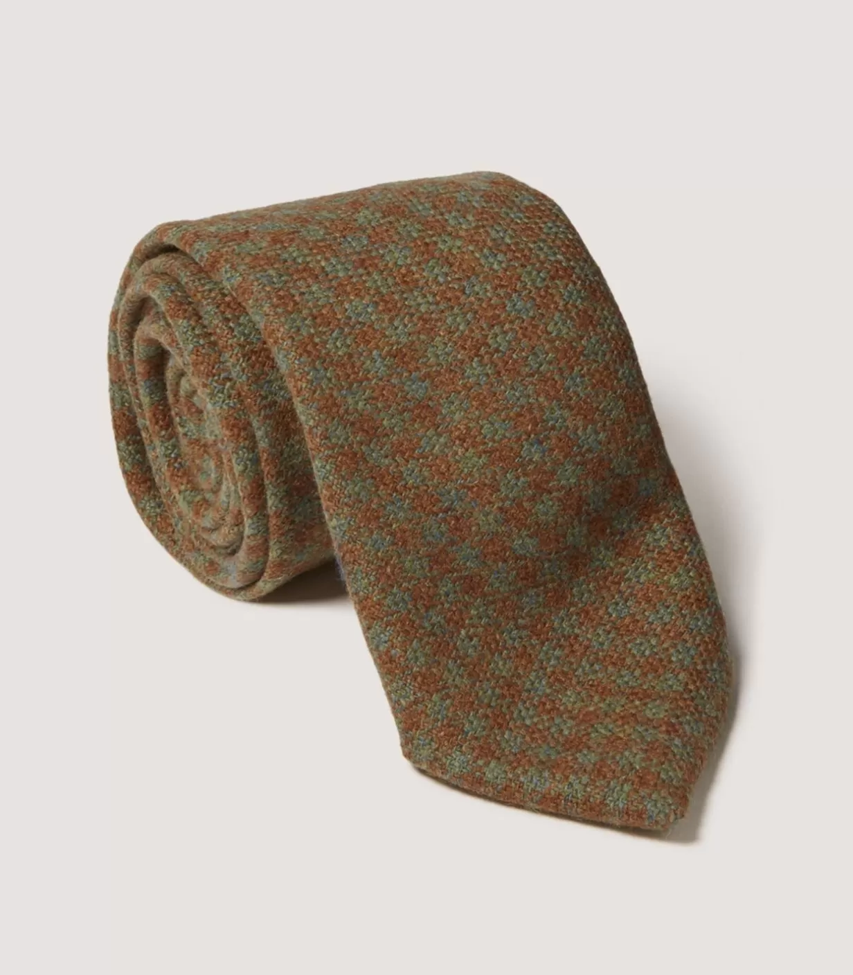 Ties, Pocket Squares & Cufflinks*Purdey Tweed Check Tie In Bronze Green