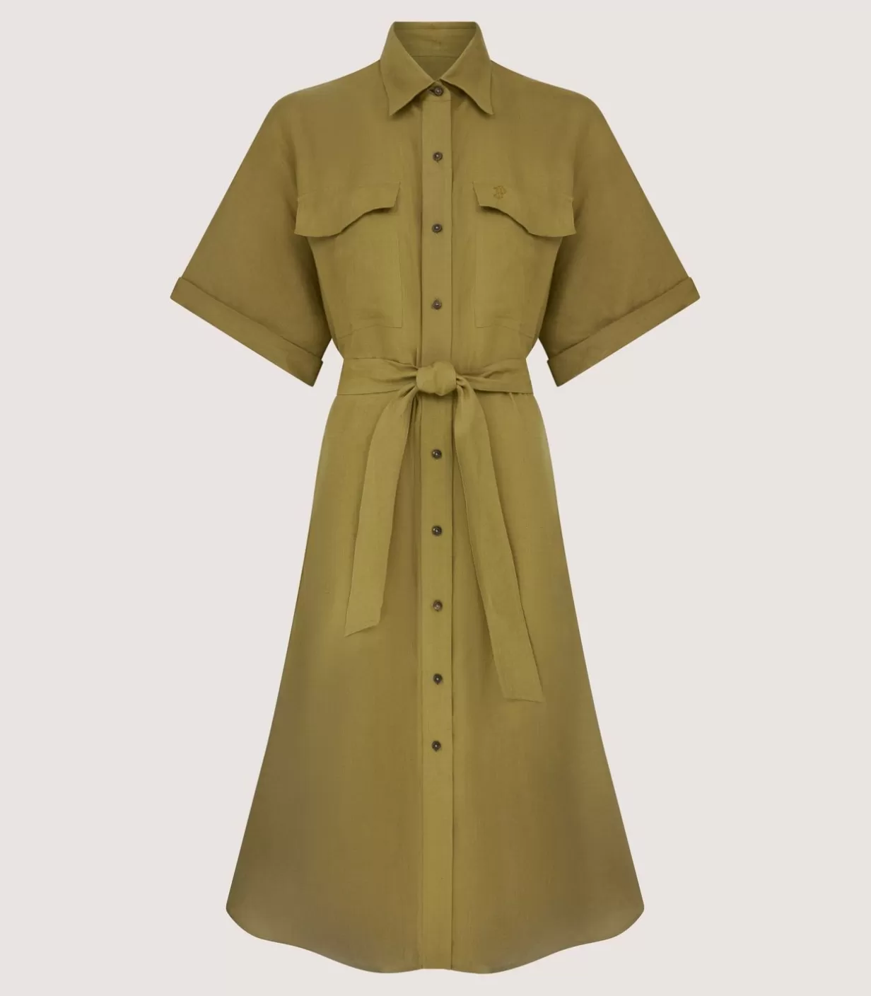 Skirts & Dresses*Purdey Women'S Belted Linen Shirt Dress In Ochre