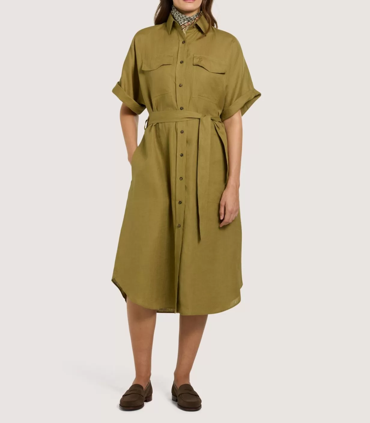 Skirts & Dresses*Purdey Women'S Belted Linen Shirt Dress In Ochre