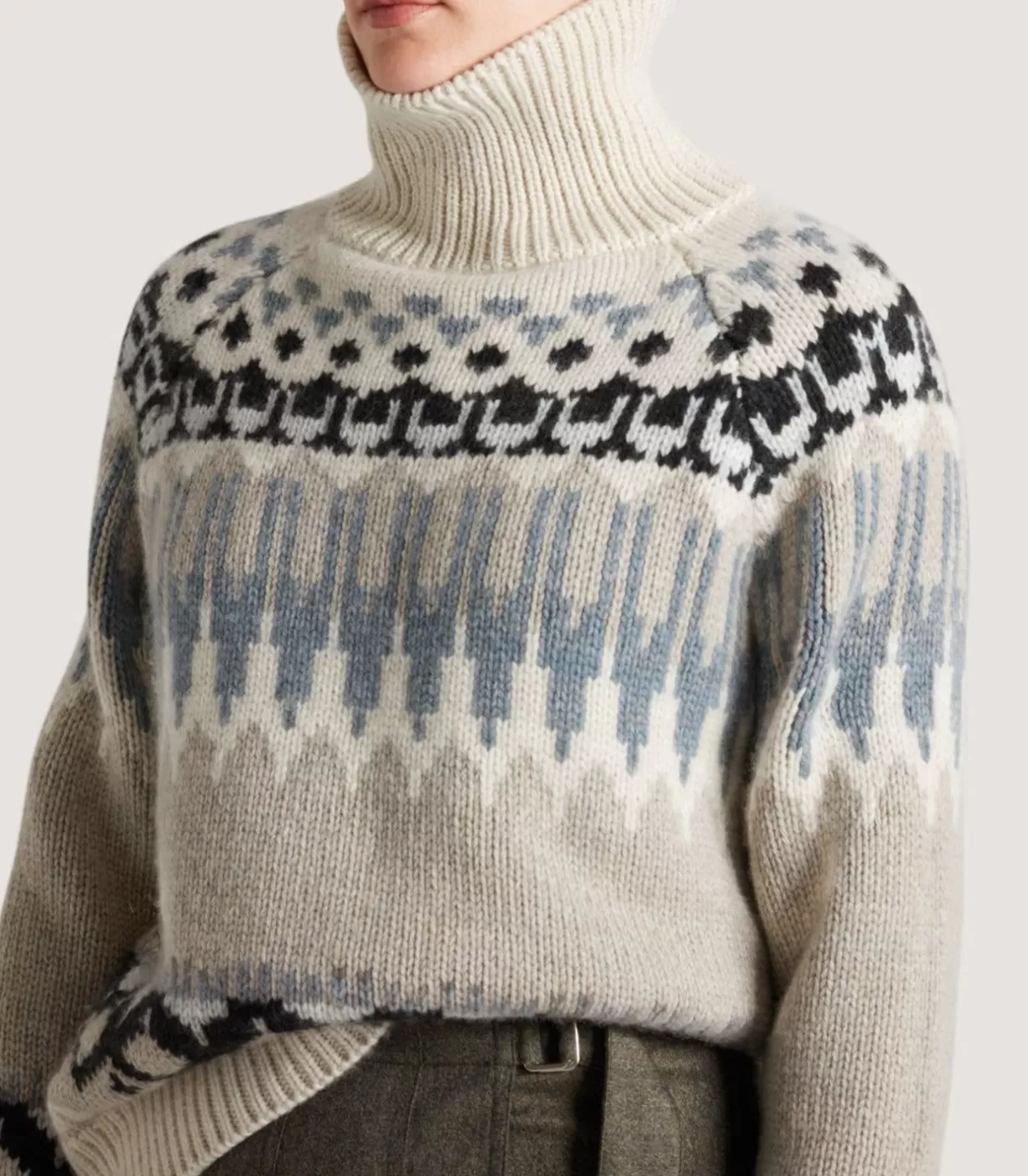 Knitwear*Purdey Women'S Cashmere Fairisle Falcon Crew Neck Sweater In Kestral