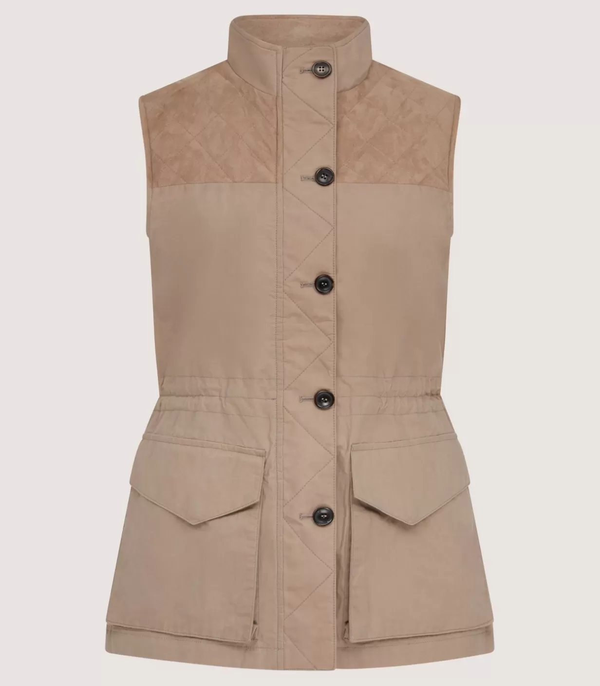 Outerwear*Purdey Women'S High Collar Dry Wax Summer Sporting Vest In Taupe
